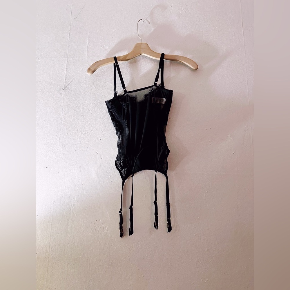 Victoria's Secret Lace Mesh Bodysuit Corset Top Black - Picture 3 of 7